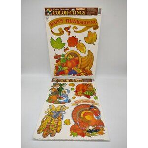 VINTAGE Color Clings Fall Harvest Thanksgiving Static Window Decoration NEW 2